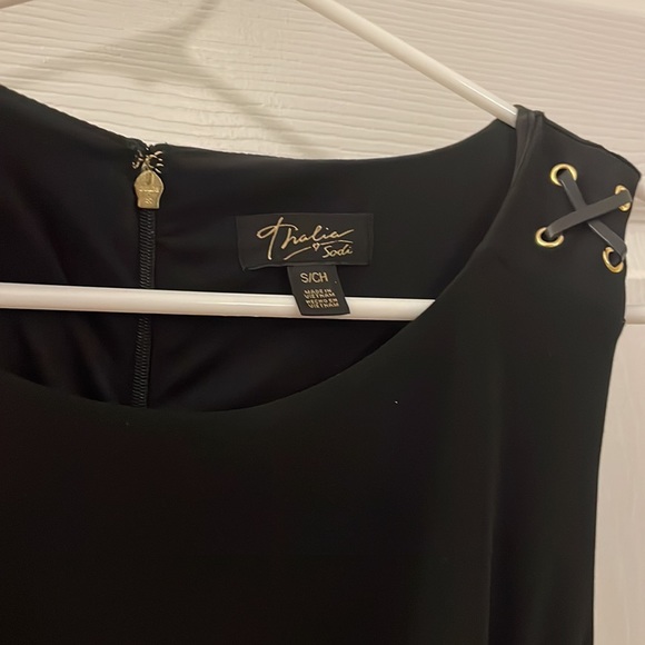 Thalia Sodi Black Dress With Ties Up Side - Picture 3 of 7